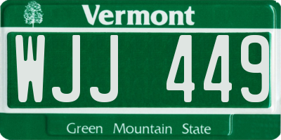 VT license plate WJJ449