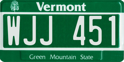 VT license plate WJJ451