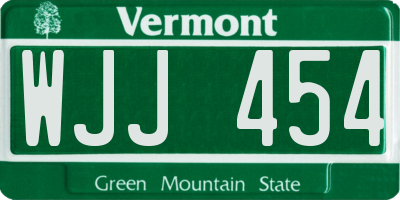 VT license plate WJJ454