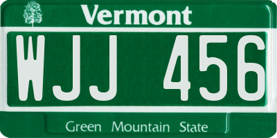 VT license plate WJJ456