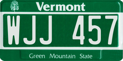 VT license plate WJJ457