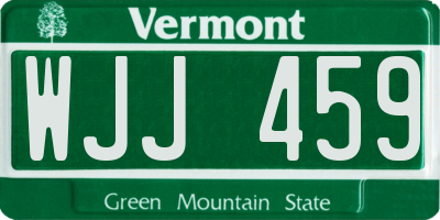 VT license plate WJJ459