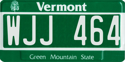 VT license plate WJJ464