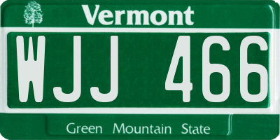 VT license plate WJJ466