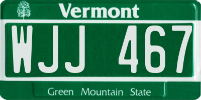 VT license plate WJJ467