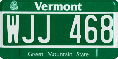 VT license plate WJJ468