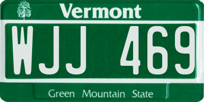 VT license plate WJJ469