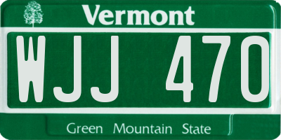 VT license plate WJJ470