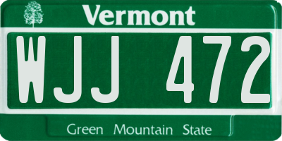 VT license plate WJJ472