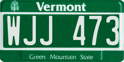 VT license plate WJJ473