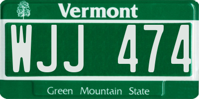 VT license plate WJJ474
