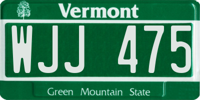 VT license plate WJJ475
