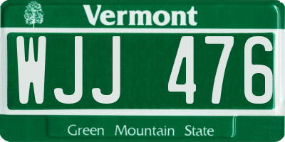 VT license plate WJJ476