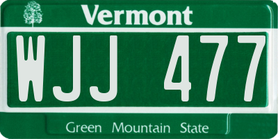 VT license plate WJJ477