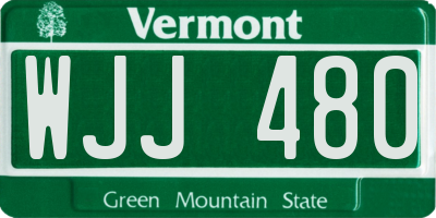 VT license plate WJJ480