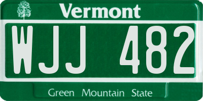 VT license plate WJJ482