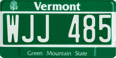 VT license plate WJJ485