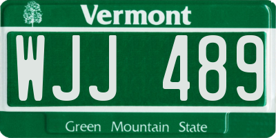 VT license plate WJJ489
