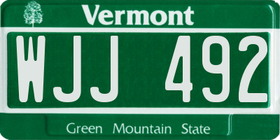 VT license plate WJJ492