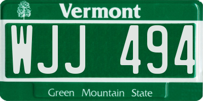 VT license plate WJJ494