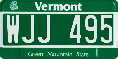 VT license plate WJJ495
