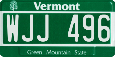 VT license plate WJJ496