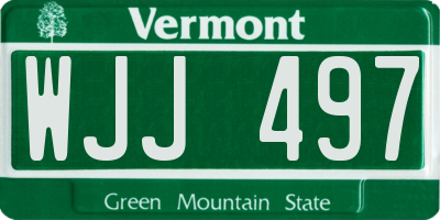 VT license plate WJJ497