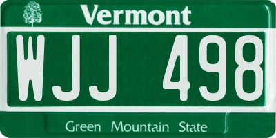 VT license plate WJJ498