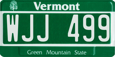 VT license plate WJJ499