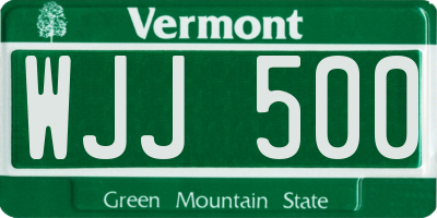 VT license plate WJJ500
