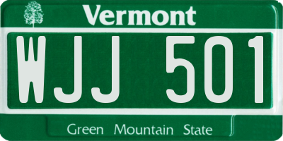VT license plate WJJ501
