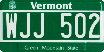 VT license plate WJJ502
