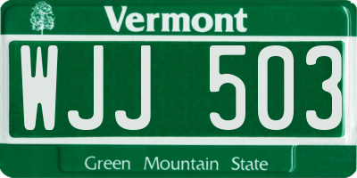 VT license plate WJJ503