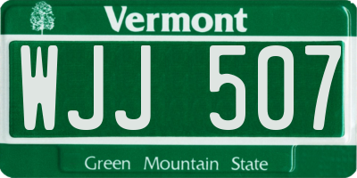VT license plate WJJ507