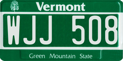 VT license plate WJJ508