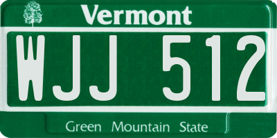 VT license plate WJJ512