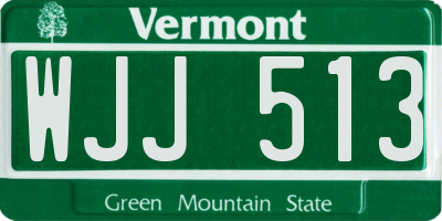 VT license plate WJJ513