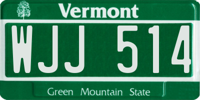 VT license plate WJJ514