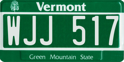 VT license plate WJJ517