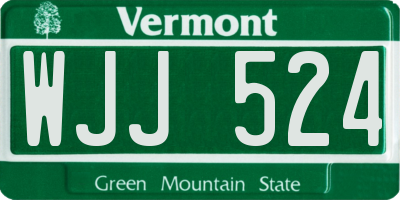 VT license plate WJJ524