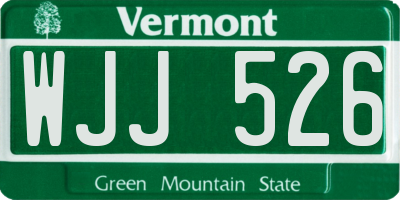 VT license plate WJJ526