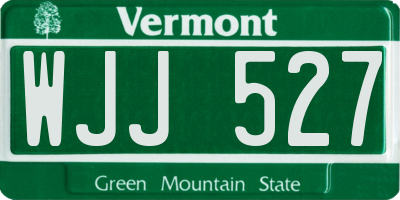 VT license plate WJJ527