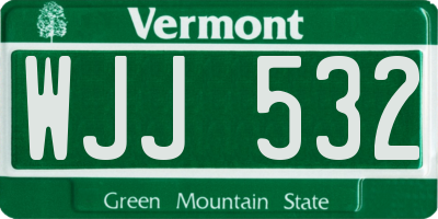 VT license plate WJJ532