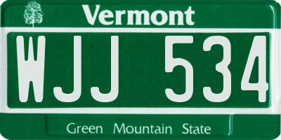 VT license plate WJJ534