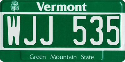 VT license plate WJJ535