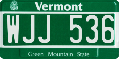 VT license plate WJJ536