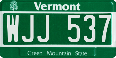 VT license plate WJJ537