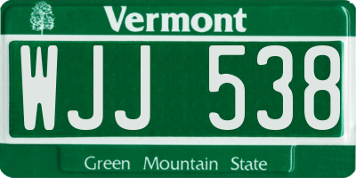 VT license plate WJJ538