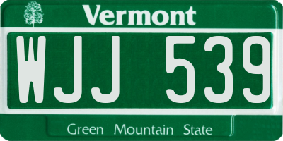 VT license plate WJJ539