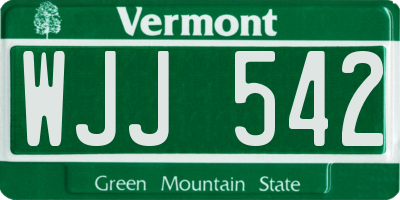 VT license plate WJJ542